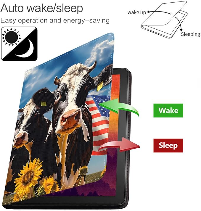 American Flag Cow and Sunflower
