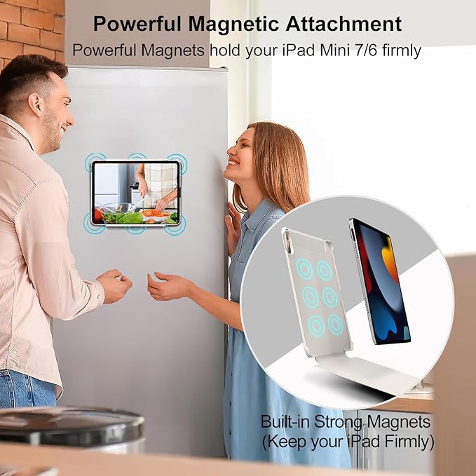 for iPad mini 7 A17 Pro Case(2024)iPad mini 7th/6th Slim Powerful Magnetic Case4 Standibg AnglesVertical Stand Coverwith Auto Wake/Sleep and with Pencil Holder - Cream White