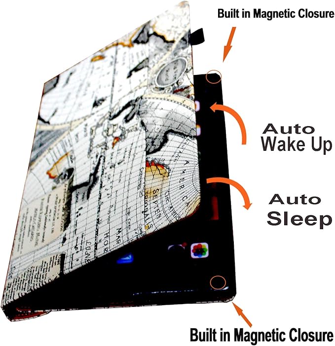 Case for iPad 9th 8th 7th Generation 360 Rotating Smart Cover Folio Stand with Pocket Auto Wake Up/Sleep for 2021 2020 2019 iPad 10.2 A2197 A2198 A2199 A2200 A2602 A2603 (Map)