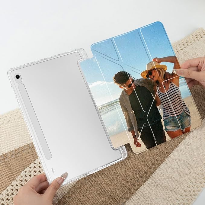 Custom Pictures Personalized Case for Samsung Galaxy Tab S10 FE Plus 13.1 inch(2025) Built-in Pencil Holder Customized Photo Galaxy Tablet Case with Shockproof Protective Cover Clear PC Back Shell