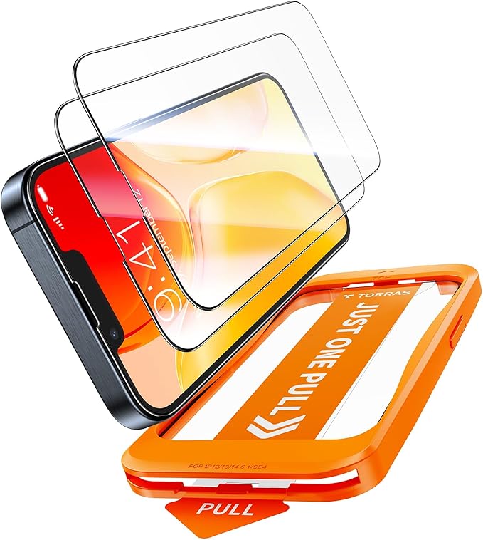 TORRAS Unbreakable for iPhone 17e/16e/14/13 Pro/13 Screen Protector [NO.1 Military-Grade] [12 FT Shatterproof] 9H+ Aerospace Tempered Glass 2 Pack - Touch Sensitivity Full Coverage 6.1 inch