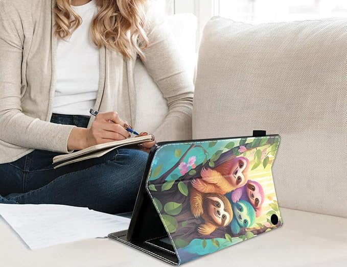 Case for All-New Amazon Fire HD 10 &amp 10 Plus Tablet 10.1 (13th/11th Generation 2023/2021 Release) Slim PU Leather Stand Cover with Card Slot &amp Auto Wake/Sleep - Cute Sloth