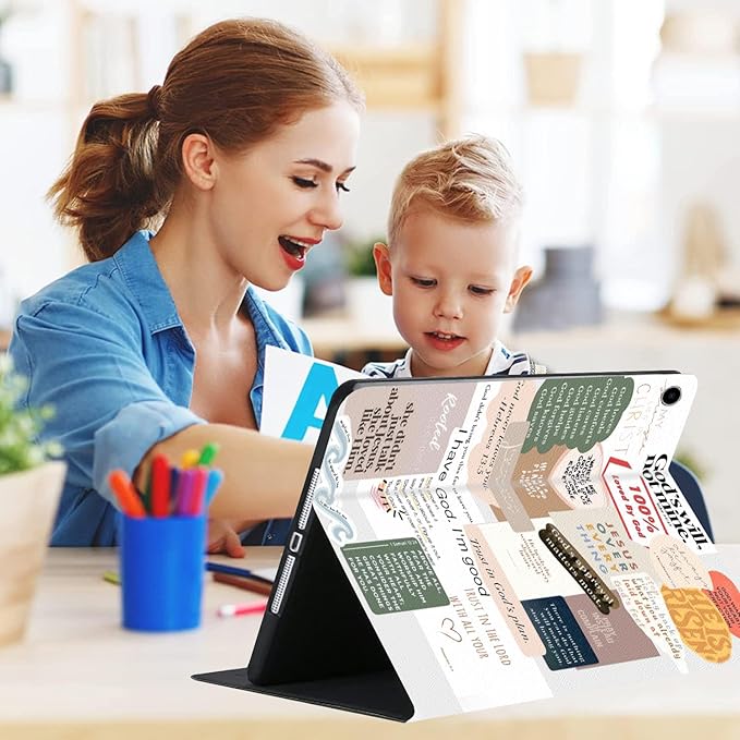 Compatible with iPad Air 13 inch Case (M3 2025 /M2 2024)/12.9 inch Case (6th/5th/4th/3rd 2022/2021/2020/2018) with Pencil HolderAuto Wake/Sleep Protect CoverChristian Quotes Bible Verse