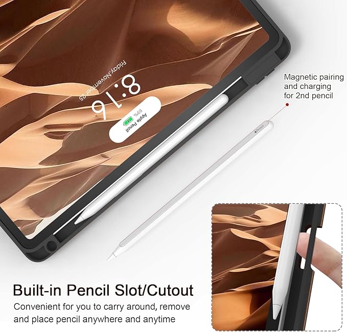 Case for iPad Pro 12.9 6th/5th/4th/3rd Generation 2022/2021/2020/2018 PU Leather 12.9 Cover with Pencil Holder/Multi-Angle Stand/Pocket Folio Auto Wake/Sleep Brown