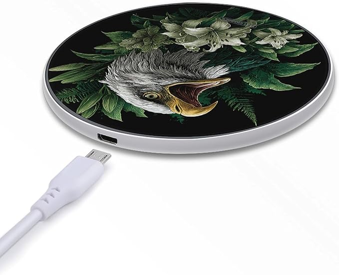 Roaring Eagle1 Green Lily Flowers Phone Charger Magnetic Charging Pad Anti-Slip with USB Cable