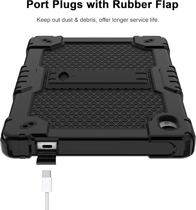Case for Pritom Tab 10 Lite Tablet/TECLAST P26T/TECLAST P25T/Wetap M10 10.1 inch Tablet Shockproof Firendly Case Built in Kickstand Shoulder Strap with Screen Protector (Black/Black/1 PC)