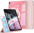 Hybrid Case for iPad A16 11th/10th Generation 2025/2022 (11/10.9) with Clasp Magnetic Detachable Trifold Stand Portrait/Landscape Angle Clear Protective Case Auto Wake/Sleep Pink