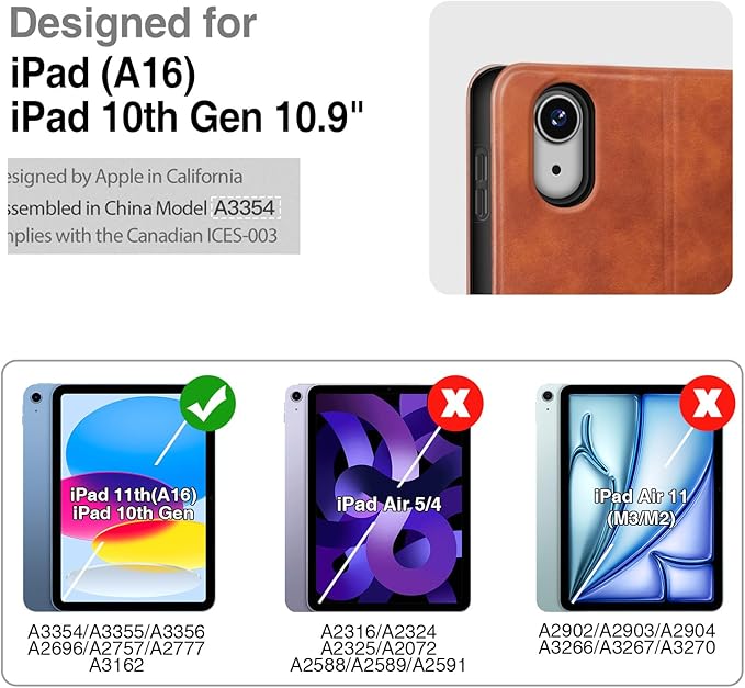 Antbox Case for iPad (A16) 11th Generation 11'' 2025/iPad 10th Generation 10.9'' 2022 with Built-in Pencil Holder Auto Sleep/Wake Function PU Leather Smart Cover (Brown)