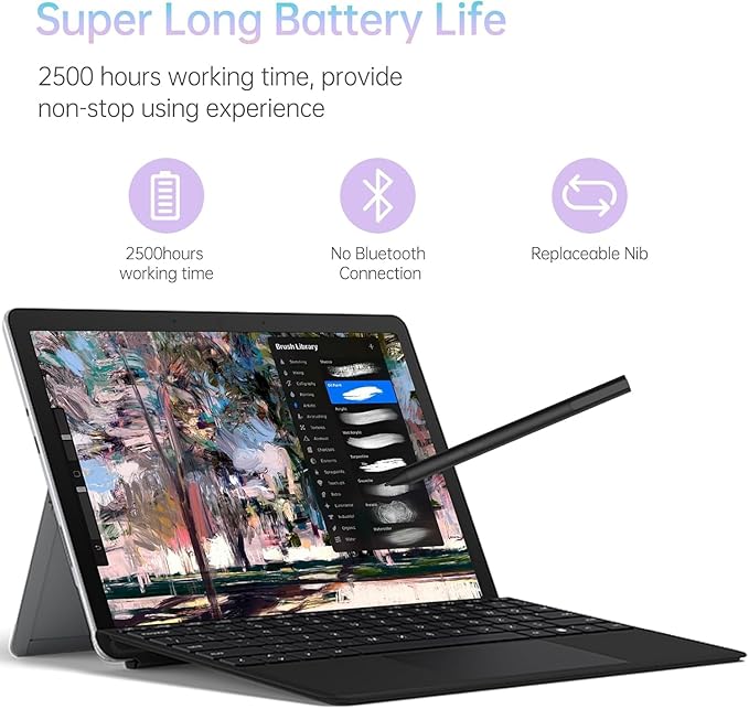Pen for Surface Pro 11 2500 Working Hour 1024 Pressure Eraser &amp Right-Click Palm Rejection for Surface Pro 11/10/9/8/X/7+/7/6/5/4/3 Surface Go 1-4 Surface Laptop/Studio/Book 1-5 Kobo eReade