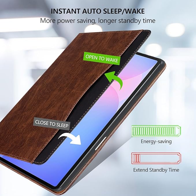 Case for Samsung Galaxy Tab S10 FE Plus 13.1 Inch 2025 (SM-X620/SM-X626B) Smart Cover with Pocket &amp Pencil Holder Business PU Leather with Card Slot Brown