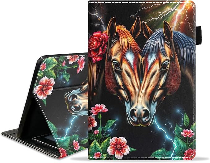 Case for Amazon Fire HD 10/HD 10 Plus Tablet 10.1 (13th/11th Generation 2023/2021 Release) Slim PU Leather Cover with Card Slot &amp Auto Wake/Sleep Horse