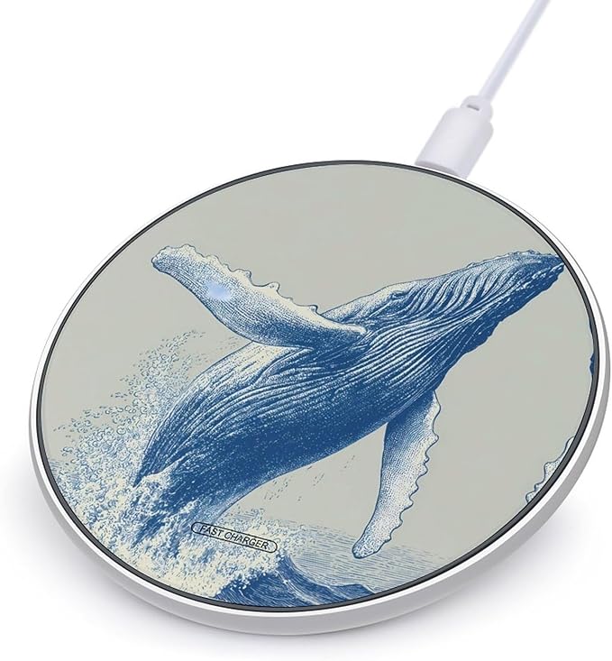 Japanese Whales Jumping Phone Charger Magnetic Charging Pad Anti-Slip with USB Cable
