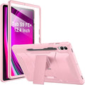 Soke Case for Samsung Galaxy Tab S9 Plus/S9 FE+ 2023 with Built-in Screen Protector &amp Kickstand Rugged Full Body Protective Cover for Galaxy Tablet 12.4 InchPink