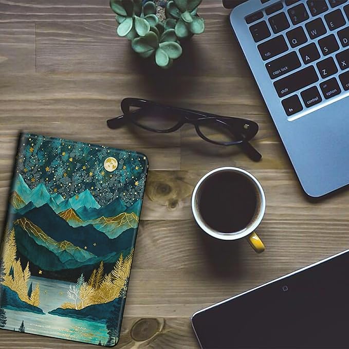 Case for Kindle Paperwhite 12th Generation &amp Kindle Colorsoft Signature Edition 2024 7 inch Lightweight Smart Case PU Leather Adjustable Stand Protective Cover with Auto Wake/Sleep - Mountains