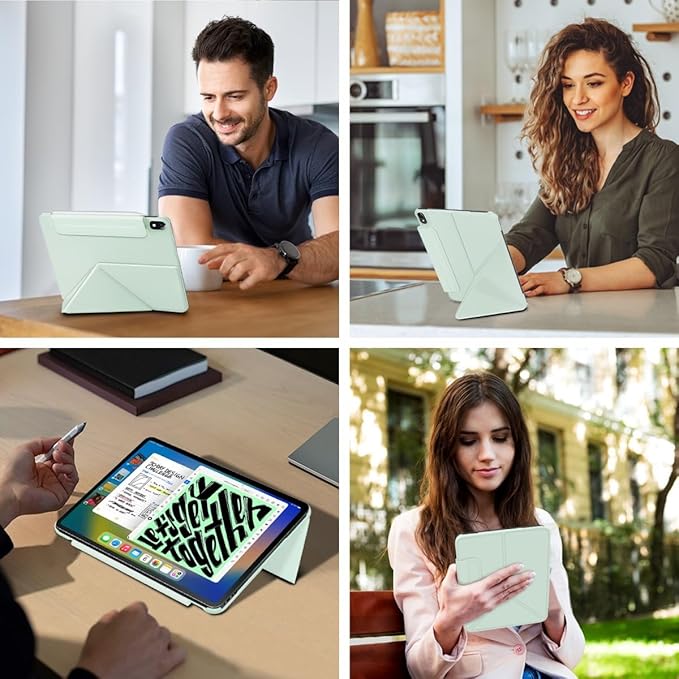 for iPad Air 11 Inch Case M4/M3/M2(2026&amp2025&amp2024)Slim Powerful Magnetic iPad Air 5/4th Case 10.9 Inch4 Standibg AnglesVertical Stand Coverwith Auto Wake/Sleep and with Pencil Holder - Gree