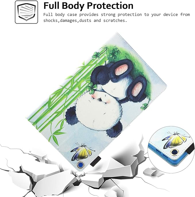 Case for Fire HD 8 (8th/7th/6th Generation 2018/2017/2016) Techcircle Multi-Angle View Stand Cute Pattern Slim Folding Leather Protective Cover with Card Slots Smart Sleep/Wake Panda