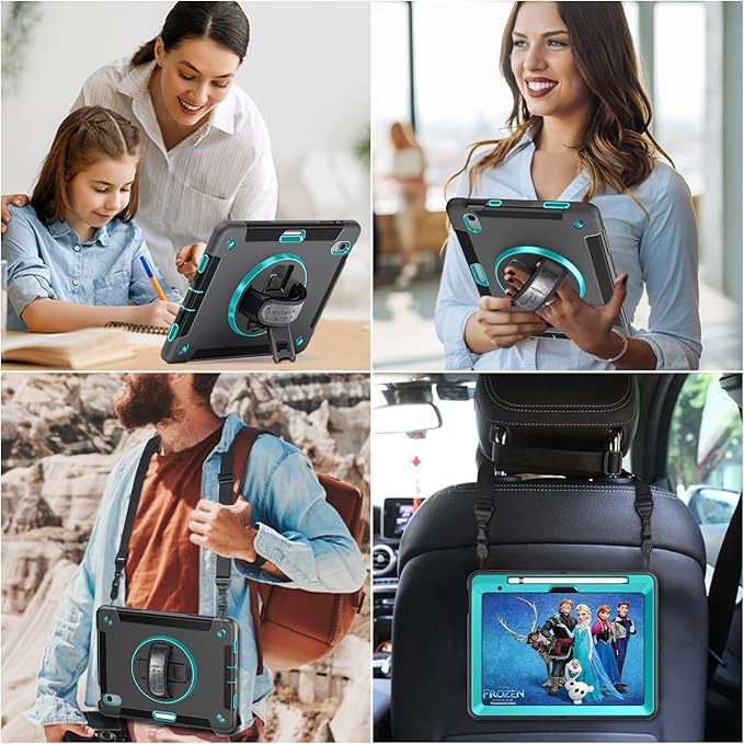 Case for iPad (A16) 11th/10th Generation Case: Protective Cover for iPad 11th Gen 11 Inch 2025 &amp10th Gen 10.9 2022 with Screen Protector- Stand- Shoulder Strap- Handle- Pencil Holder-Mint Green