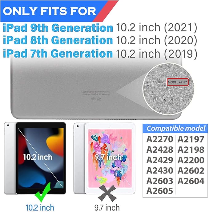 YINLAI Case for iPad 9th 8th 7th Generation 10.2 Inch iPad air 3rd Case with Pencil Holder Butterfly Kickstand Kid Girl Shockproof Protective Cover for iPad 9 8 7 Gen 2021/2020/2019 Blue