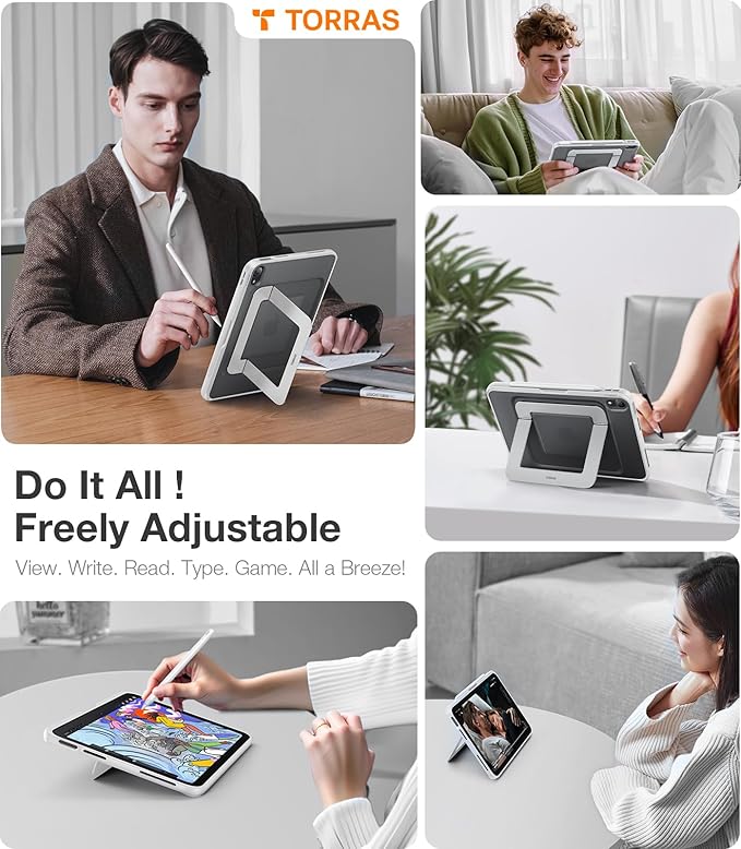 TORRAS Ostand K1 Guardian for iPad Air 11 inch Case M4/M3/M2 (2026/2025/2024) Ultra Stable Stand Multiple Adjustable Viewing Angles Slim Protective Kickstand Cover with Pencil Holder Purple