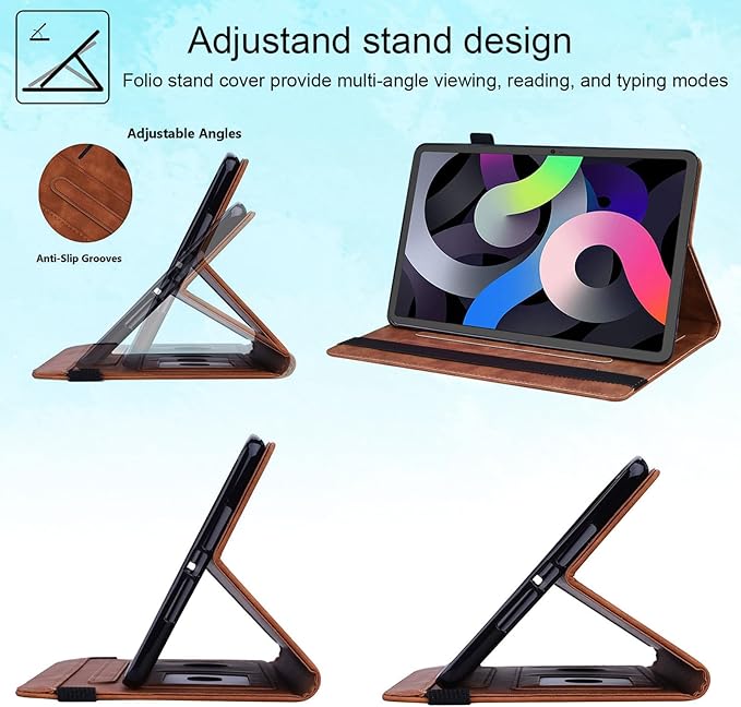 Case for Samsung Galaxy Tab S10 FE+/S10 FE Plus 13.1 Inch 2025 Model (SM-X620/SM-X626B) with Pencil Holder/Pocket/Card Slots Folio Stand PU Leather TPU Back Shockproof Wallet Cover Brown