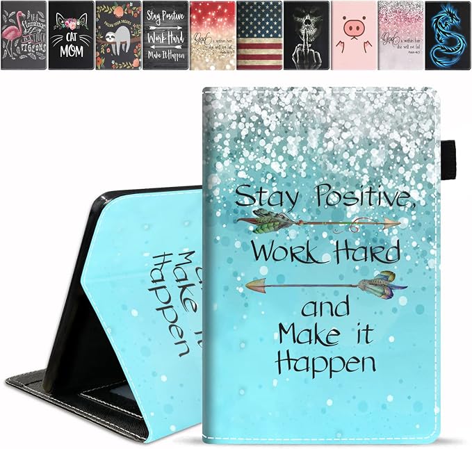 Blue Glitter Quote Stay Positive Work Hard and Make It Happen