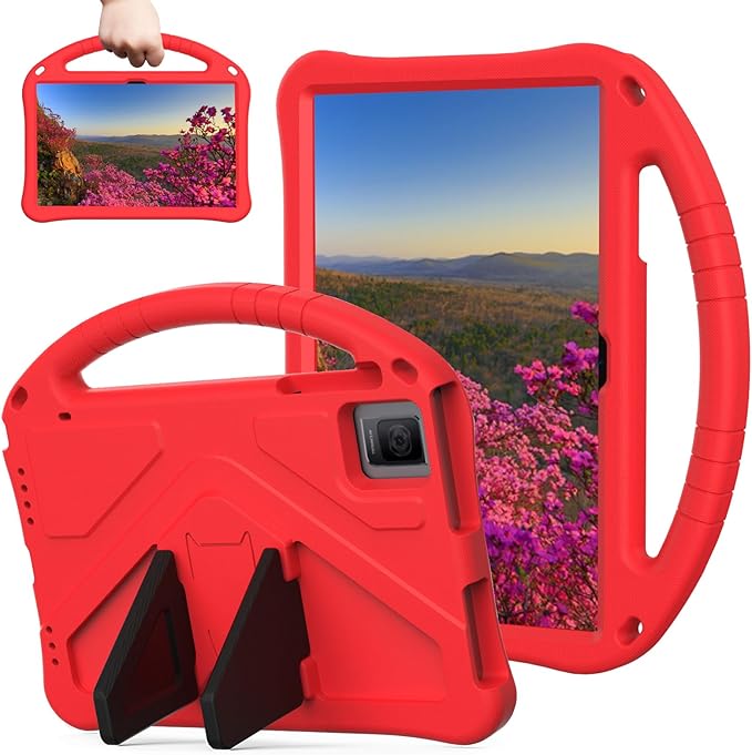 Tablet Case with Built-in Handle and Kickstand Lightweight Kids Friendly Shockproof Cover Compatible with T-Mobile REVVL Tab 5G 10.36 Red