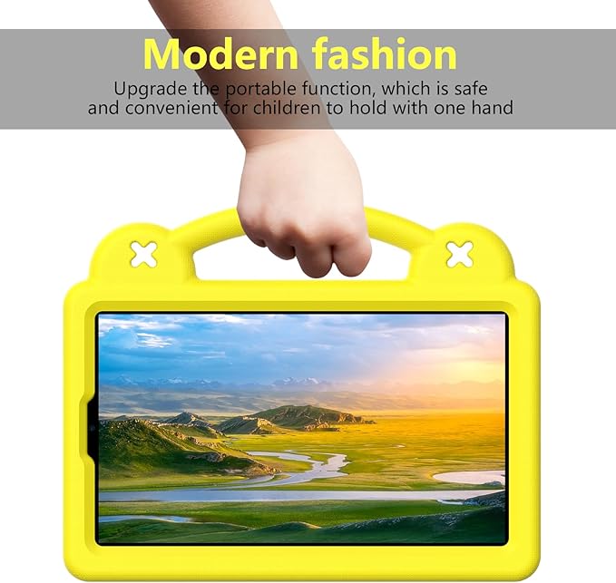 Compatible with Honor Pad X7 8.7 inch 2025 Tablet Case Kids Friendly Universal Lightweight Shockproof Protective Case with Shoulder Strap &amp Stand Handle Yellow