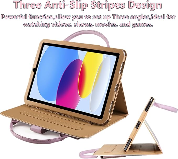 Cute Case for iPad mini 7 A17 Pro 2024/iPad Mini 6 2021 Slim Handbag Leather Protective Cover with Stand Hand Strap Pocket for Girls Woman Kids for iPad mini 7th/6th Generation 8.3Pink