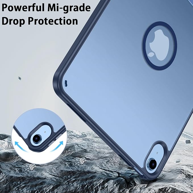 Telaso Magnetic Case for iPad (A16) 11th Generation 11 Inch 2025/ iPad 10th Generation 10.9 Inch 2022 with Invisible Portrait/Landscape Stand Hard Translucent Matte Back Protective Cover Blue