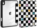 Case for iPad (A16) 11th Generation 11 inch 2025 /iPad 10th Gen 10.9 2022- Cute Patterns Functional Protection with Clear Back Shell Magnetic Wake Sleep Trifold Stand &amp Pencil Holder Grid