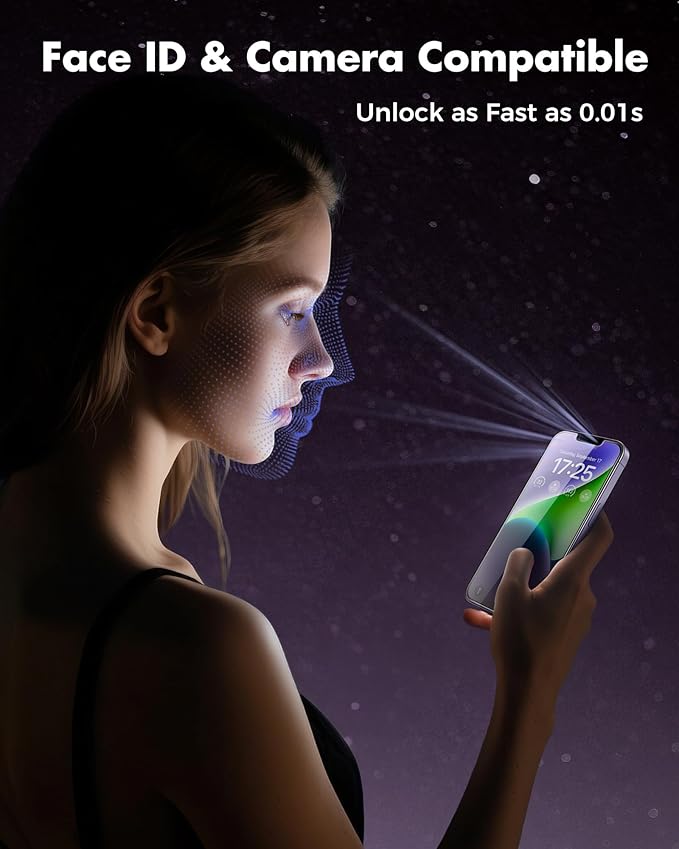 UNBREAKcable 4PCS Screen Protector for iPhone 14-2 Privacy Tempered Glass+2 Clear Glass Double Shatterproof [Easy Installation Frame] [9H Hardness] [Case Friendly] Anti-Scratch for iPhone 6.1 inch