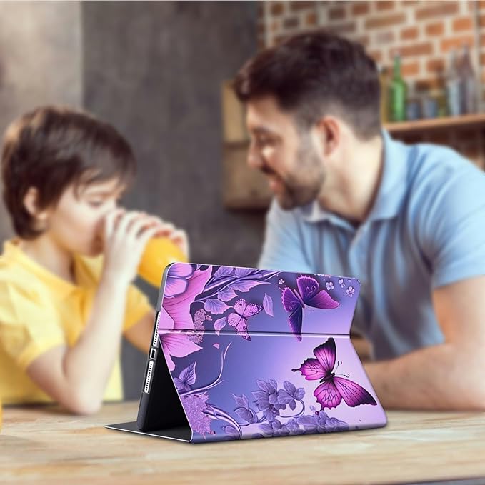 Case for All-New Kindle Paperwhite 12th Generation 7 inch 2024 &amp Kindle Colorsoft Signature Edition 2024 Lightweight Protective Smart Stand Cover with Auto Wake Sleep - Pink Flowers Purple Butterf