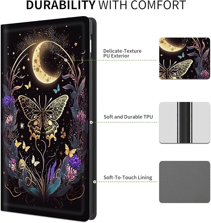 Butterfly Flowers & Gold Moon
