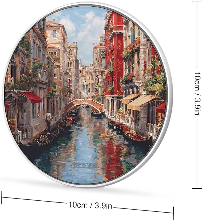 Venice Water City Fast Portable Charger 10W Funny Graphic Phone Charging Pad with USB Cable