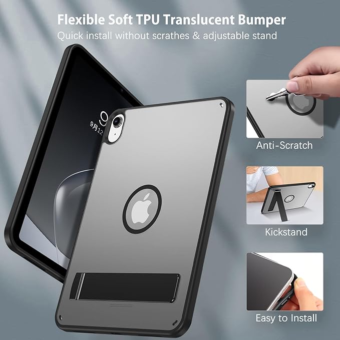 BENTOBEN Magnetic for iPad A16 Case with Invisible Stand (11th Generation 11 Inch 2025) iPad 10th Generation Case 10.9 inch 2022 Matte Slim Thin Protective Tablet Cover for iPad 11th/10th Gen Black