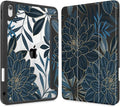 Tuiklol Case for iPad 11 inch (A16 Chip) 2025 Generation 11th / iPad 10.9 inch 2022 10th Gen Buit in Pencil Holder with Shockproof Cover Clear Transparent Back Shell Auto Wake/Sleep Black Flower