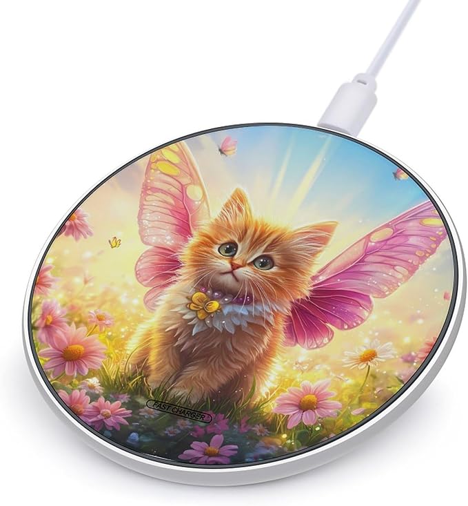 Cat Angelswings Wireless Charger Anti-Slip Wireless Charging Pad Slim Charger Mat for Men Women