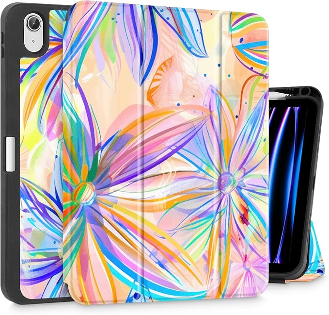Mektron Case for iPad Air 11 inch (M4 2026 8th /M3 2025 7th /M2 2024 6th) Compatible with iPad Air 10.9 (2022 5th Gen /2020 4th Gen) Tablet Cover Buit in Pencil Holder Watercolor FlowerC328