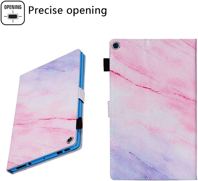 Kindle Fire HD 10 2019/2017 Tablet Case 9th/7th Generation Smart PU Leather TPU Back Folio Stand Cover with Card Slots Pencil Holder [Auto Wake/Sleep] for Amazon Fire HD 10.1 Pink Marble