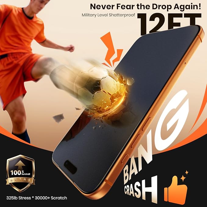 Hoerrye Matte Privacy Screen Protector for iPhone 17 Pro Max - [Anti-Glare &amp Anti-Fingerprint] [24° Anti Spy] [Smooth as Silk] 9H+ Tempered Glass With Auto Fit Box Zero Bubble2 Pack
