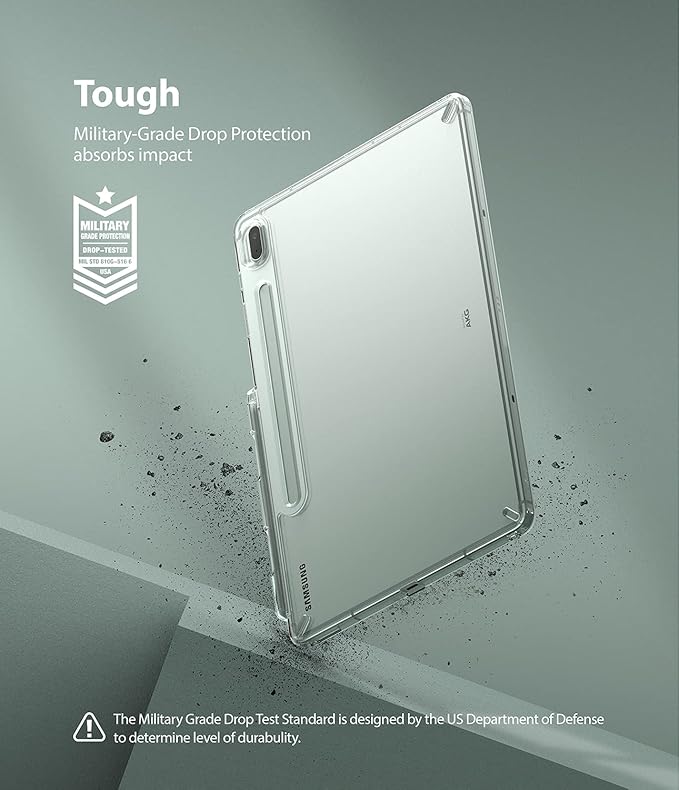 Ringke Fusion Designed for Galaxy Tab S7 FE Case 12.4-inch (2021) Transparent Hard Back Shockproof Bumper Tablet Back Cover with Side S Pen Holder - Clear
