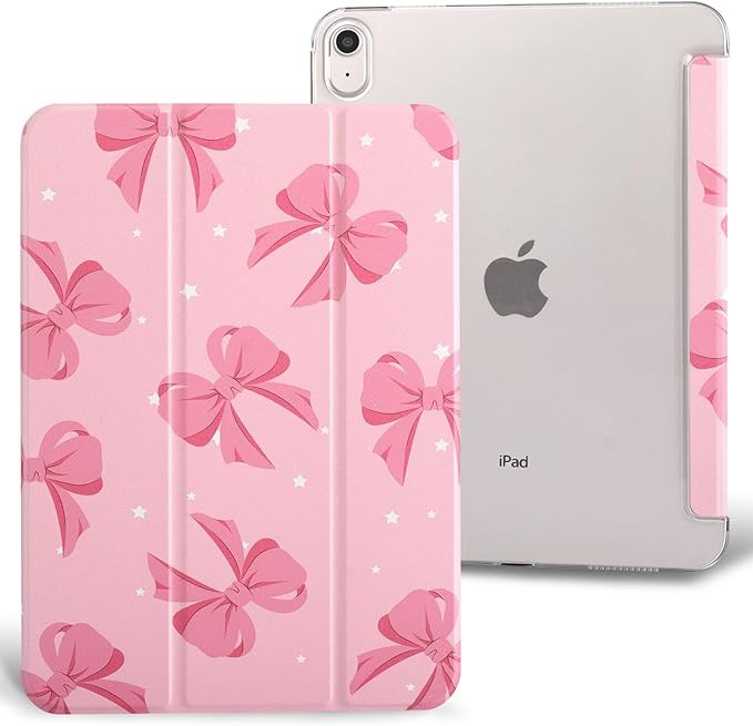 case for ipad 11th Generation11 Inch 2025 (A16 Chip) &amp 10th Gen 10.9 Inch 2022 - Slim Scratch-Resistant Hard PC Translucent Back Shell SmartCover Wake/Sleep FunctionPink Bow