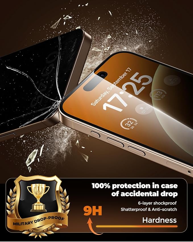 UNBREAKcable Privacy Screen Protector for iPhone 16 Pro Full Coverage Shatterproof Tempered Glass [True 28°Anti Spy] [9H Hardness] [Easy Installation Frame] 2-Pack Private Screen for iPhone 16 Pro