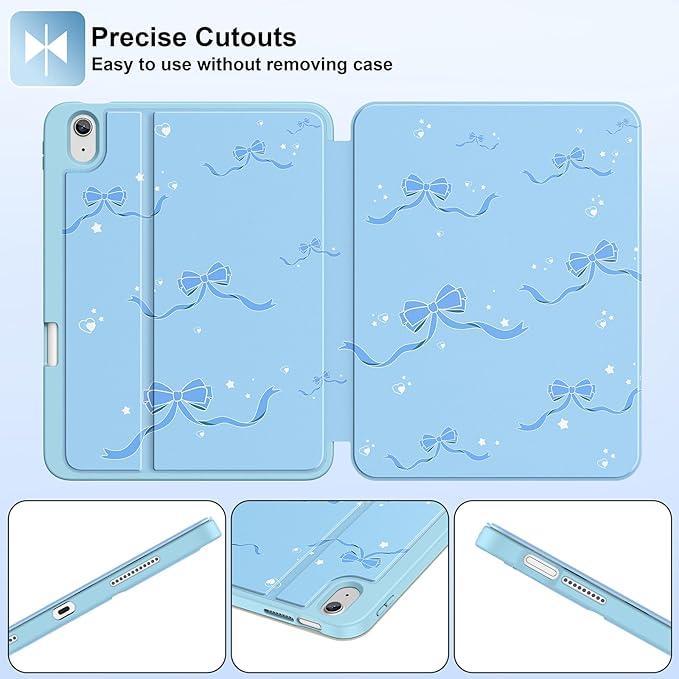 Supveco Case for iPad (A16) 11th Generation 11 inch (2025)iPad 10th Generation 10.9 inch (2022) with Pencil HolderPremium Folio Stand Case with Soft TPU Back CoverAuto Wake/Sleep-Blue