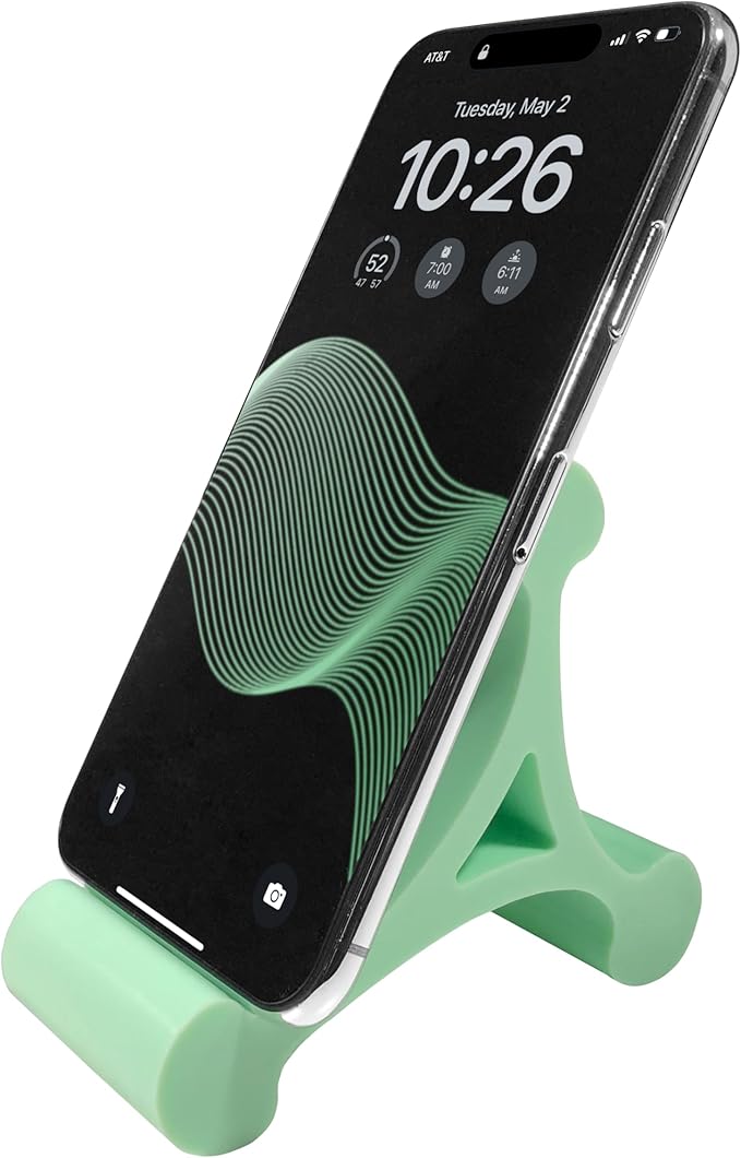 Skalene Phone Stand - 100% Silicone Rubber Adjustable Phone Holder Prop Rest - Desk Office Home Kitchen Accessory (Mint Green)