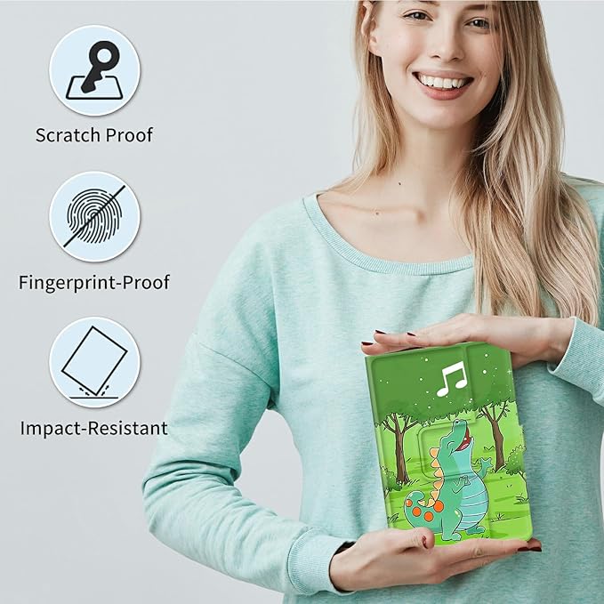 Universal Case for 2024 10 Inch Android 14 Tablets with Octa-Core Lightweight Flip Stand and Adjustable Protective Cover Case for 9 - 10.5 Touchscreen Tablet Dinosaur