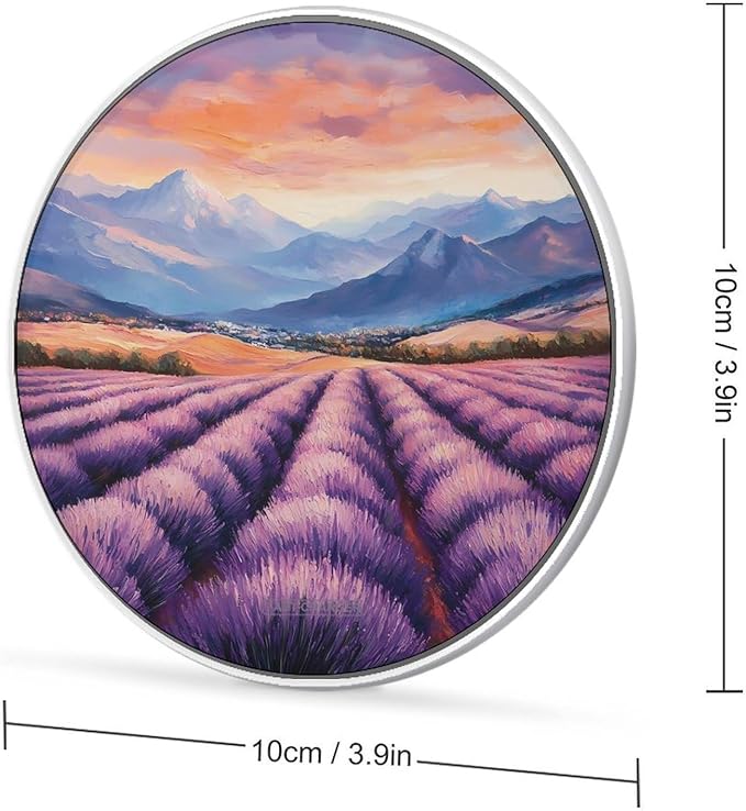 Lavender Flowers Landscape Wireless Charger Anti-Slip Wireless Charging Pad Slim Charger Mat for Men Women