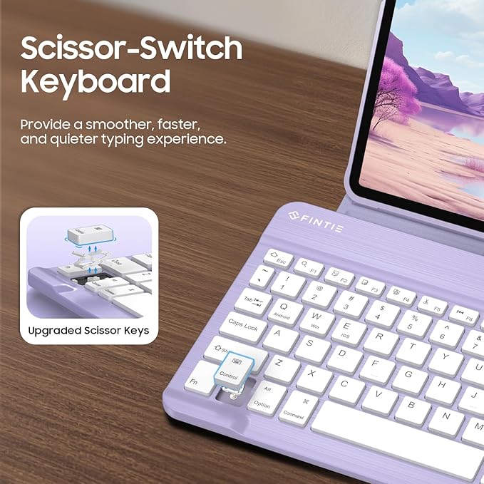 Fintie Backlit Keyboard Case for iPad Air 11-inch M4/M3/M2 (2026/2025/2024) iPad Air 5th/4th Gen 10.9 Inch - Soft TPU Cover with 7 Color Backlight Detachable Bluetooth Keyboard Lilac Purple