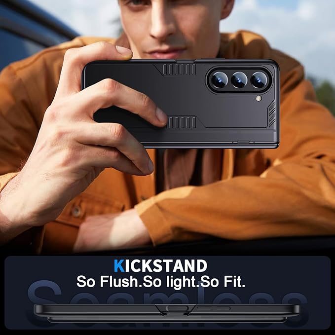 for Galaxy z-Fold-5 Multifunction Business Case: Privacy Screen Protector Hidden Kickstand Wireless Charging Thin Design for Business Professionals Phone Cover for Samsung z fold 5 5G 2023