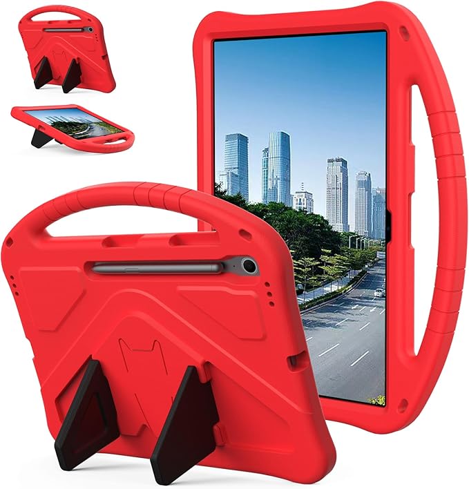 for Samsung Galaxy Tab S10 FE+ Plus Case 13.1 inch 2025 Kids EVA Shockproof Cover with Stand Handle (Red)